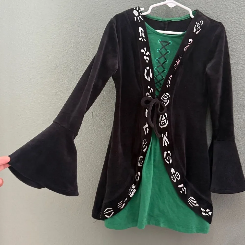 Disney Hocus Pocus Winifred Sanderson Halloween Costume Dress Witch Girls XS 4/5 - Picture 2 of 5